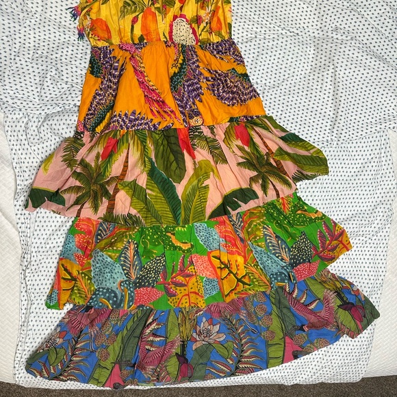 FARM Rio Dresses & Skirts - Farm Rio Colorful Mixed Tiered Halter Maxi Dress